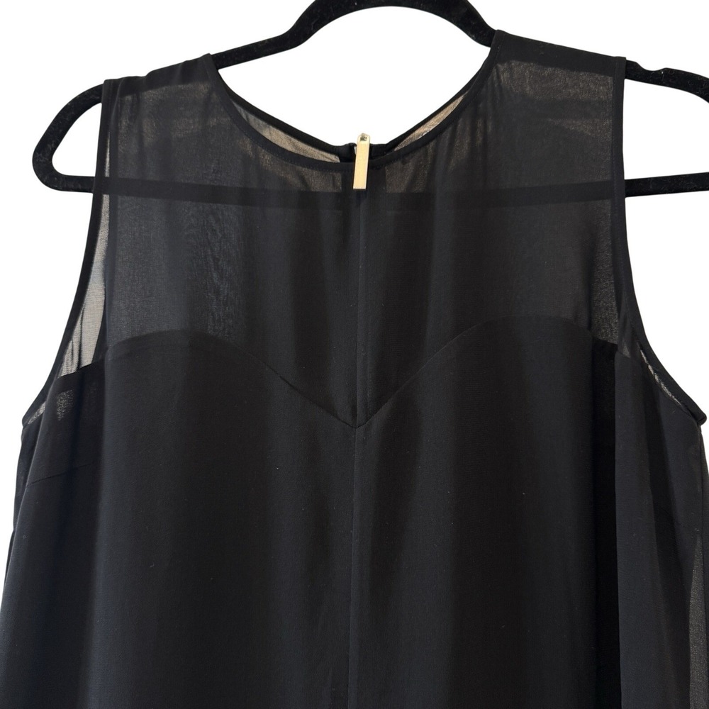 Kensie Black Midi Dress 12 Sheer Overlay‎ Romantic Old Money Event Party Formal
